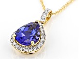 Blue Tanzanite 18k Yellow Gold Pendant With Chain 4.17ctw