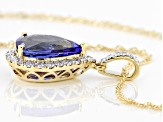 Blue Tanzanite 18k Yellow Gold Pendant With Chain 4.17ctw
