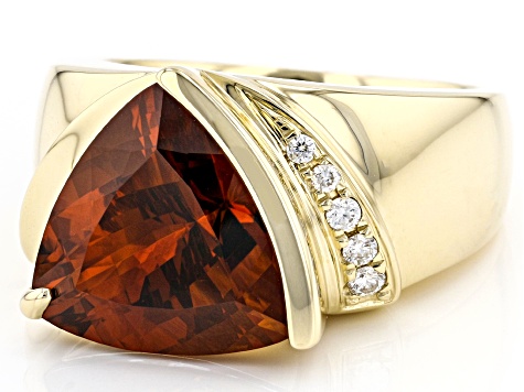 Orange Madeira Citrine And Round White Diamond 14K Yellow Gold Ring 5.07ctw