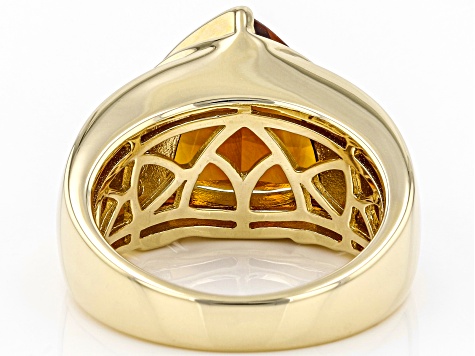 Orange Madeira Citrine And Round White Diamond 14K Yellow Gold Ring 5.07ctw