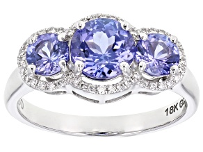 Blue Tanzanite Rhodium Over 18K White Gold Ring 1.78ctw