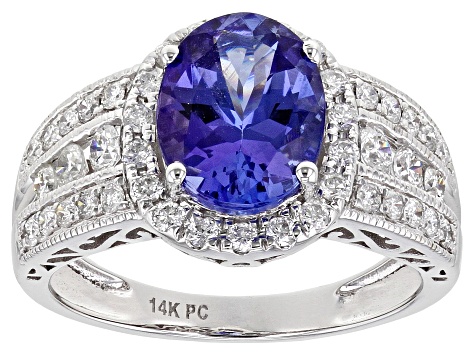 Blue Tanzanite Rhodium Over 14K White Gold Ring 2.20ctw