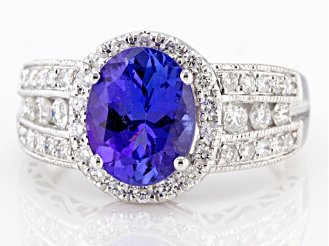 Blue Tanzanite Rhodium Over 14K White Gold Ring 2.20ctw