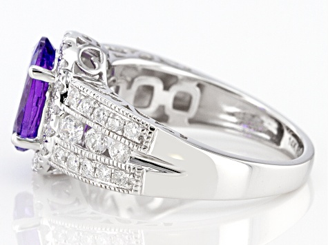 Blue Tanzanite Rhodium Over 14K White Gold Ring 2.20ctw