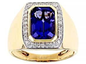 Blue Tanzanite 14k Yellow Gold Men's Ring 3.78ctw