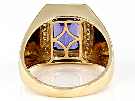 Blue Tanzanite 14k Yellow Gold Men's Ring 3.78ctw