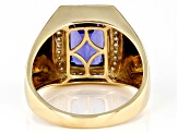 Blue Tanzanite 14k Yellow Gold Men's Ring 3.78ctw