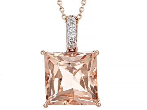 Peach Morganite 14k Rose Gold Pendant with Chain 3.48ctw