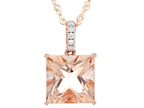 Peach Morganite 14k Rose Gold Pendant with Chain 3.48ctw