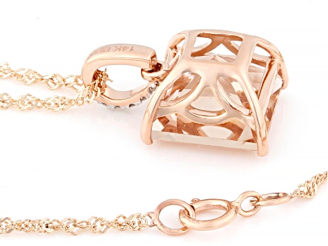 Peach Morganite 14k Rose Gold Pendant with Chain 3.48ctw Peach Morganite 14k Rose Gold Pendant with Chain 3.48ctw