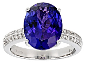 Blue Tanzanite Platinum Ring 6.77ctw