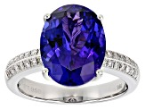 Blue Tanzanite Platinum Ring 6.77ctw