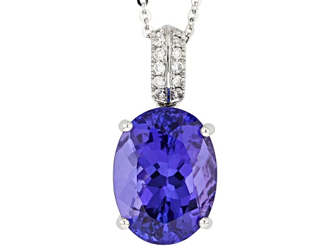 Blue Tanzanite Platinum Pendant With Chain 7.34ctw