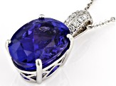 Blue Tanzanite Platinum Pendant With Chain 7.34ctw