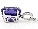 Blue Tanzanite Platinum Pendant With Chain 7.34ctw