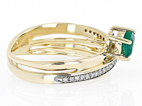 Green Emerald 10k Yellow Gold Ring 0.55ctw