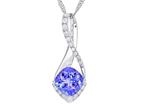 Tanzanite Rhodium Over 10k White Gold Pendant With Chain 1.03ctw