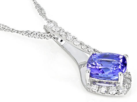 Tanzanite Rhodium Over 10k White Gold Pendant With Chain 1.03ctw