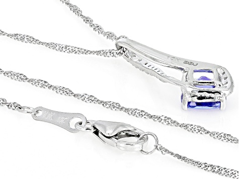 Tanzanite Rhodium Over 10k White Gold Pendant With Chain 1.03ctw