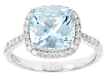 Picture of Aquamarine With White Diamond Rhodium Over 14k White Gold Ring 2.81ctw