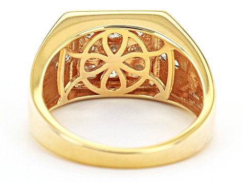Moissanite 14k yellow gold over sterling silver mens ring 1.14ctw DEW.