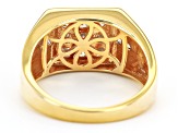 Moissanite 14k yellow gold over sterling silver mens ring 1.14ctw DEW.
