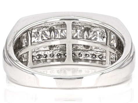 Moissanite Rhodium Over 14k White Gold Mens Ring 1.04ctw DEW.