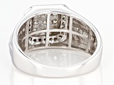 Moissanite and champagne diamond platineve mens ring .78ctw DEW.
