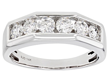 Picture of Moissanite 14k White Gold Mens Ring 1.38ctw DEW.