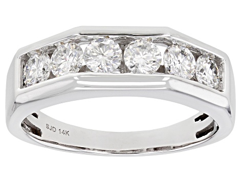 Moissanite 14k White Gold Mens Ring 1.38ctw DEW.