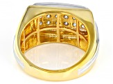 Moissanite 14k yellow gold over platineve and platineve two tone mens ring 1.08ctw DEW.