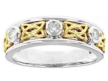 Picture of Moissanite platineve and 14k yellow gold over platineve two tone mens ring .30ctw DEW.
