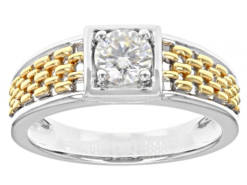 Picture of Moissanite platineve and 14k yellow gold over platineve two tone mens ring .80ct DEW.