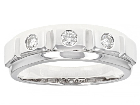 Moissanite Platineve Mens Ring .30ctw DEW.