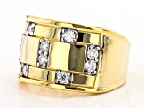 Moissanite 4k yellow gold over sterling silver mens ring .60ctw DEW.