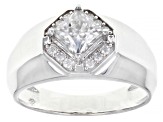 Moissanite platineve mens ring 1.54ctw DEW.