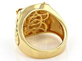 Moissanite 14k yellow gold over silver mens ring .58ctw DEW.