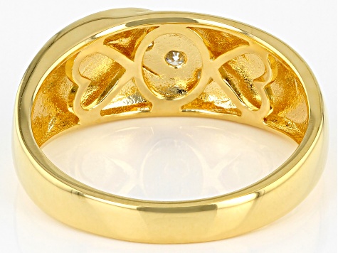 Moissanite 14k yellow gold over silver mens ring .22ctw DEW.