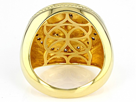 Moissanite 14k yellow gold over platineve and platineve mens ring .86ctw DEW.