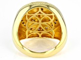Moissanite 14k yellow gold over platineve and platineve mens ring .86ctw DEW.