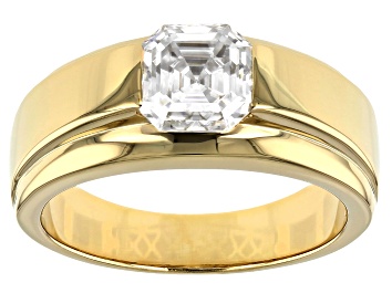 Picture of Moissanite 14k yellow gold over sterling silver mens ring 2.96ct Dew