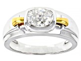 Moissanite Platineve And 14k Yellow Gold Over Platineve Mens Ring 1.50ct Dew