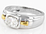 Moissanite Platineve And 14k Yellow Gold Over Platineve Mens Ring 1.50ct Dew