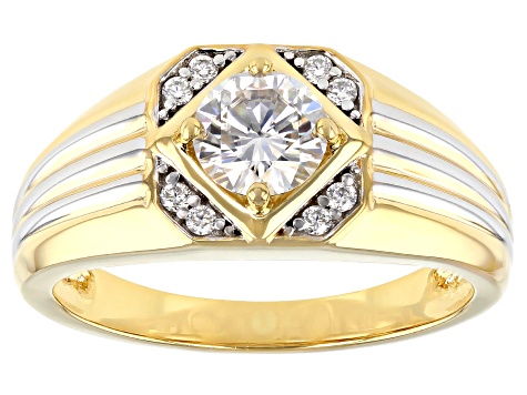 Moissanite 14k yellow gold over platineve and Platineve(R) mens ring 1.16ctw DEW