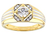 Moissanite 14k yellow gold over platineve and Platineve(R) mens ring 1.16ctw DEW