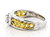 Moissanite Platineve And 14k Yellow Gold Over Platineve Mens Ring .50ct Dew