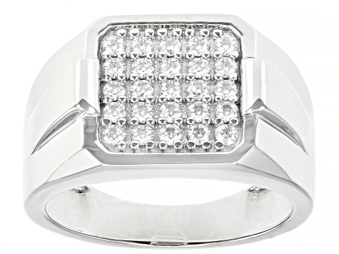 Moissanite Platineve Mens Ring .75ctw Dew