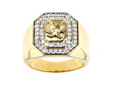 Moissanite 14k yellow gold over sterling silver mens eagle ring 1.04ctw DEW