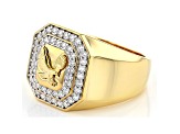Moissanite 14k yellow gold over sterling silver mens eagle ring 1.04ctw DEW