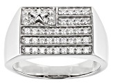 Moissanite platineve mens flag ring .80ctw DEW.